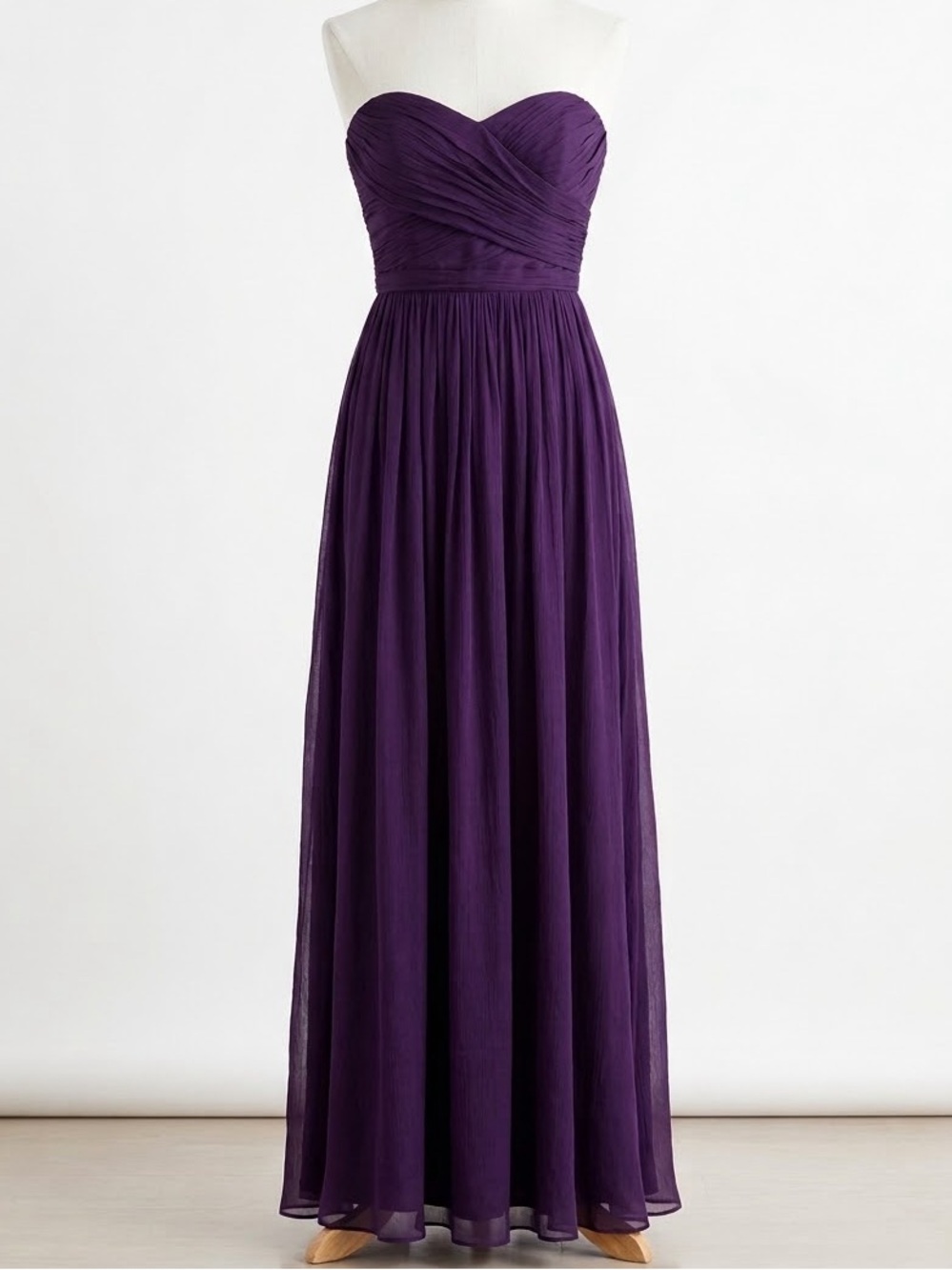 NWT 2012 J.Crew Arabelle Strapless Silk Chiffon Maxi Gown - Dark Purple - Size 4
